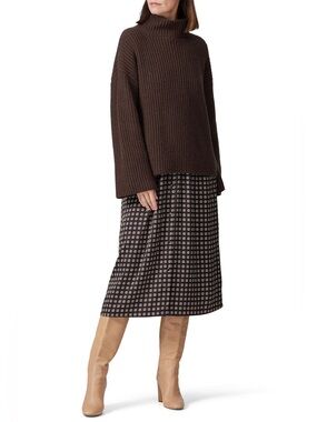 Sweet Baby Jamie Chocolate Brown Oversized Bell Sleeve Sweater Mockneck Large